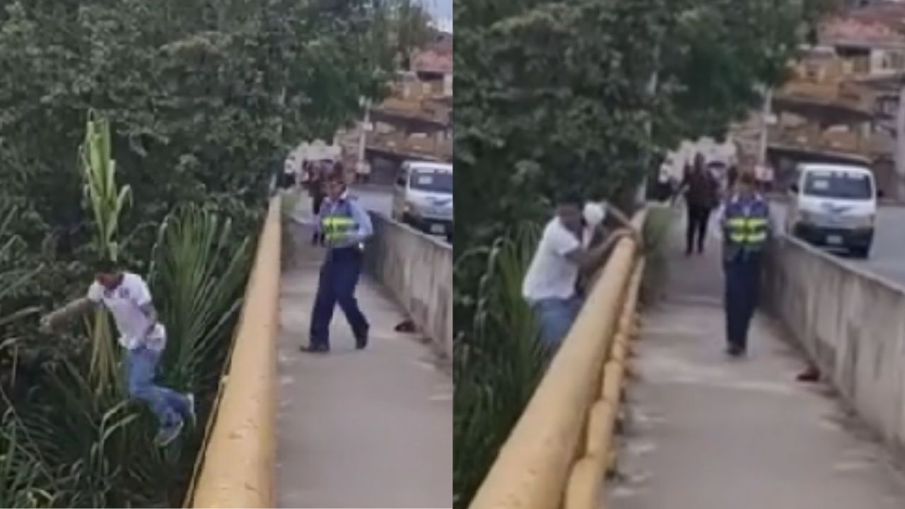 VIDEO: Man jumps into the river to avoid being detained by police