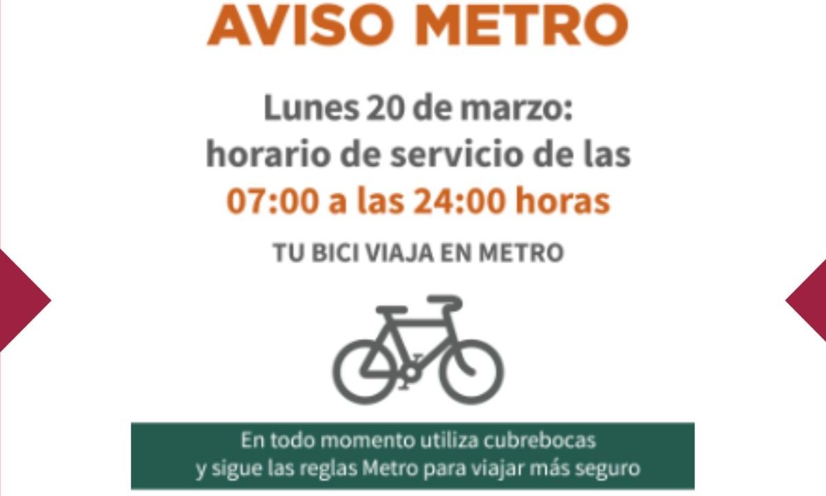 El Metro informó que con motivo del Aniversario del Natalicio de Benito Juárez, el lunes 20 de marzo el horario de servicio será el establecido para días festivos
