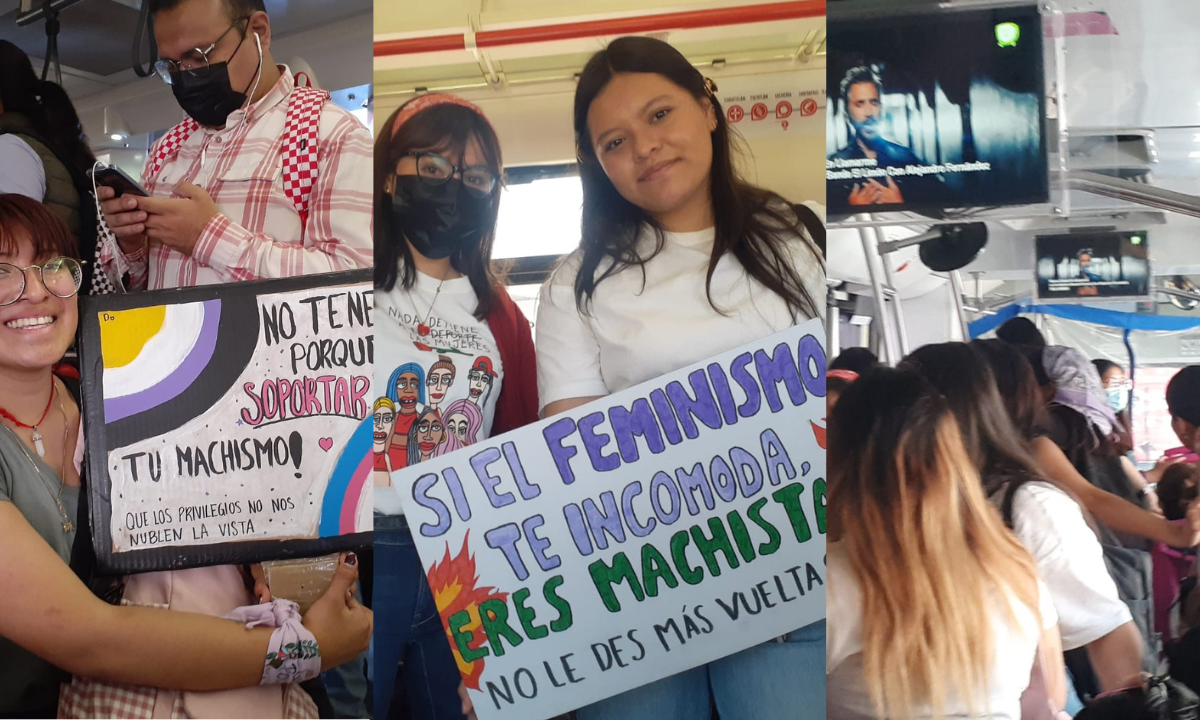 Mujeres inundan el transporte público con el fin de marchar por el Día Internacional de la Mujer