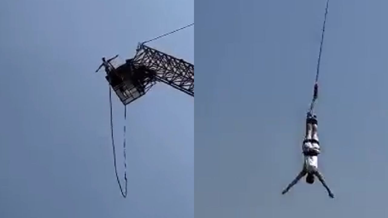VIDEO: Tourist jumps on a bungee but the rope broke;  he managed to survive