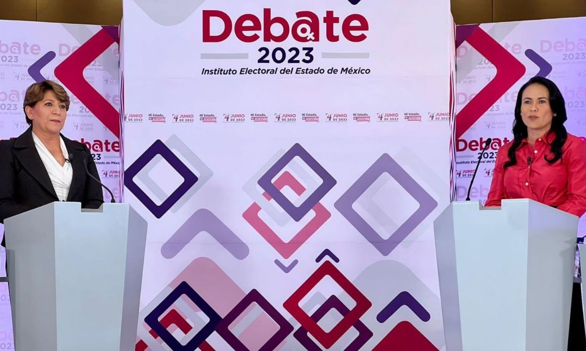 Cuartoscuro | Delfina Gómez y Alejandra del Moral se encuentran en primer debate.