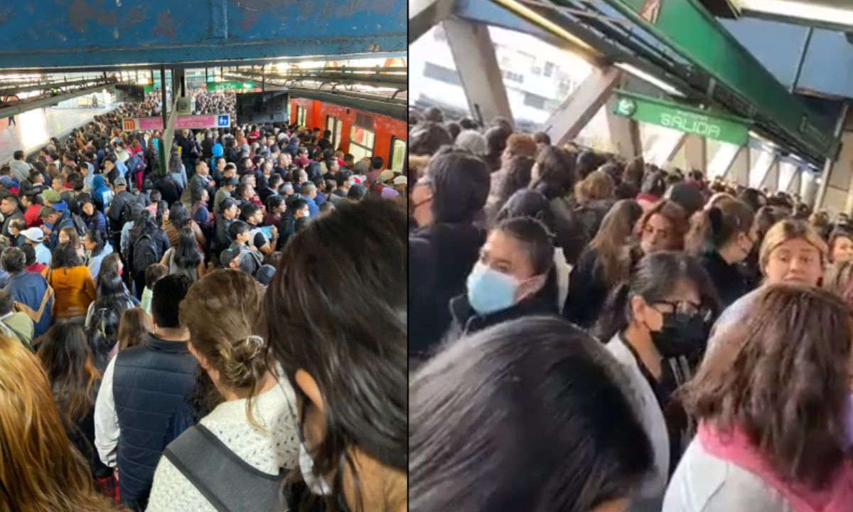 Foto:Redes sociales|Reportan retrasos y saturación en la Línea 8 del Metro