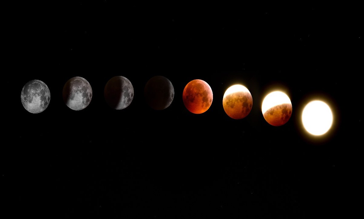 imagen de las fases de un eclipse solar