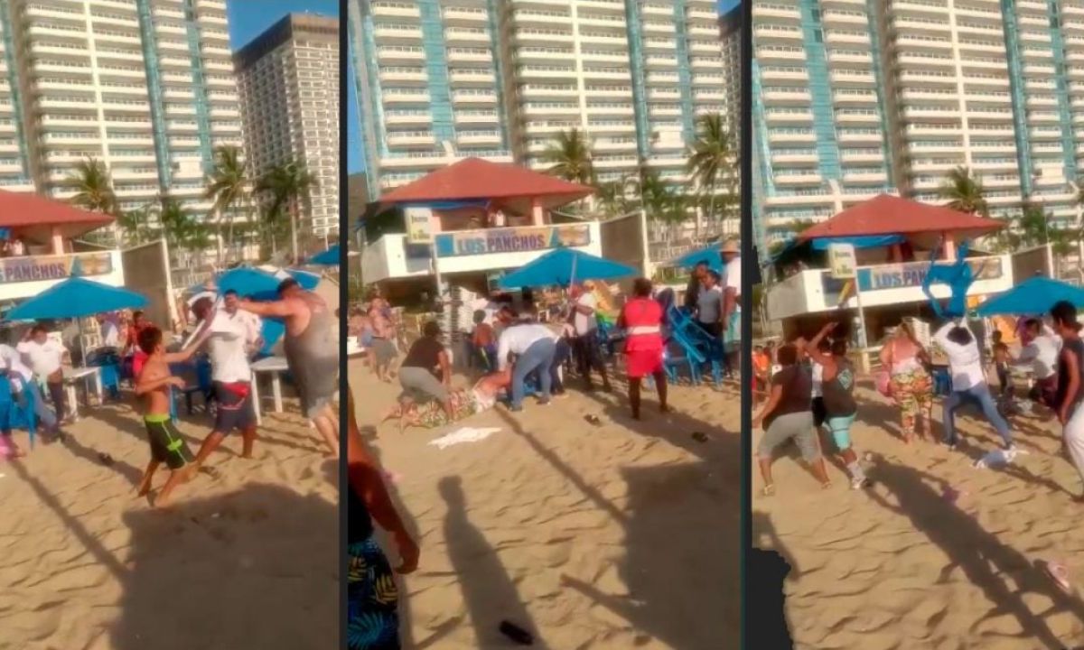 Captan pelea de turistas en playa de Acapulco.