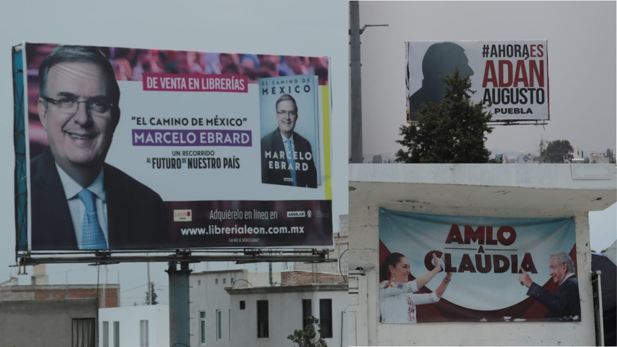 Foto: Valeria Chaparro | En Puebla, los anuncios espectaculares se han plagado de anuncios de las famosas 'corcholatas'.