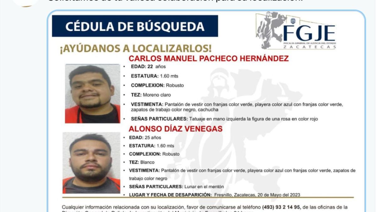 Autoridades de Zacatecas continuaban ayer un intenso operativo para localizar a Pedro Ávila Rodríguez