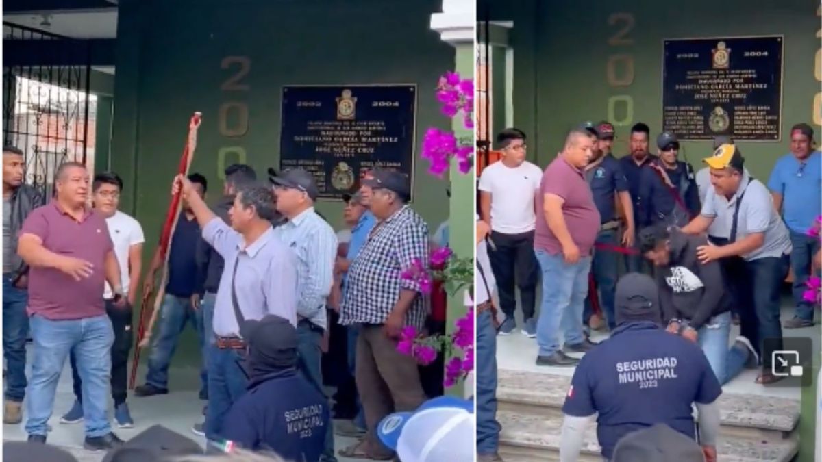 Un presunto delincuente en Oaxaca fue castigado a garrotazos y latigazos como escarmiento y mensaje a quienes intenten hacer lo mismo