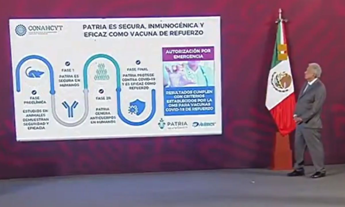 Foto:Captura de pantalla|Vacuna Patria cumple con los requisitos de la OMS para su uso como refuerzo: Conacyt