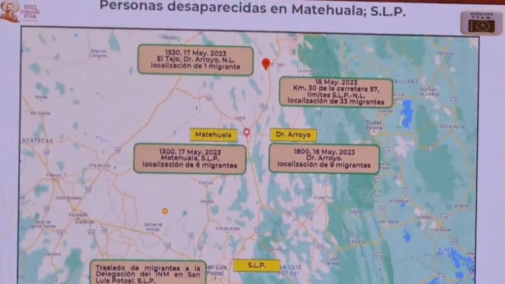 Foto:Captura de pantalla|Guardia Nacional localizó con vida a 49 migrantes en Matehuala; podría haber más desaparecidos