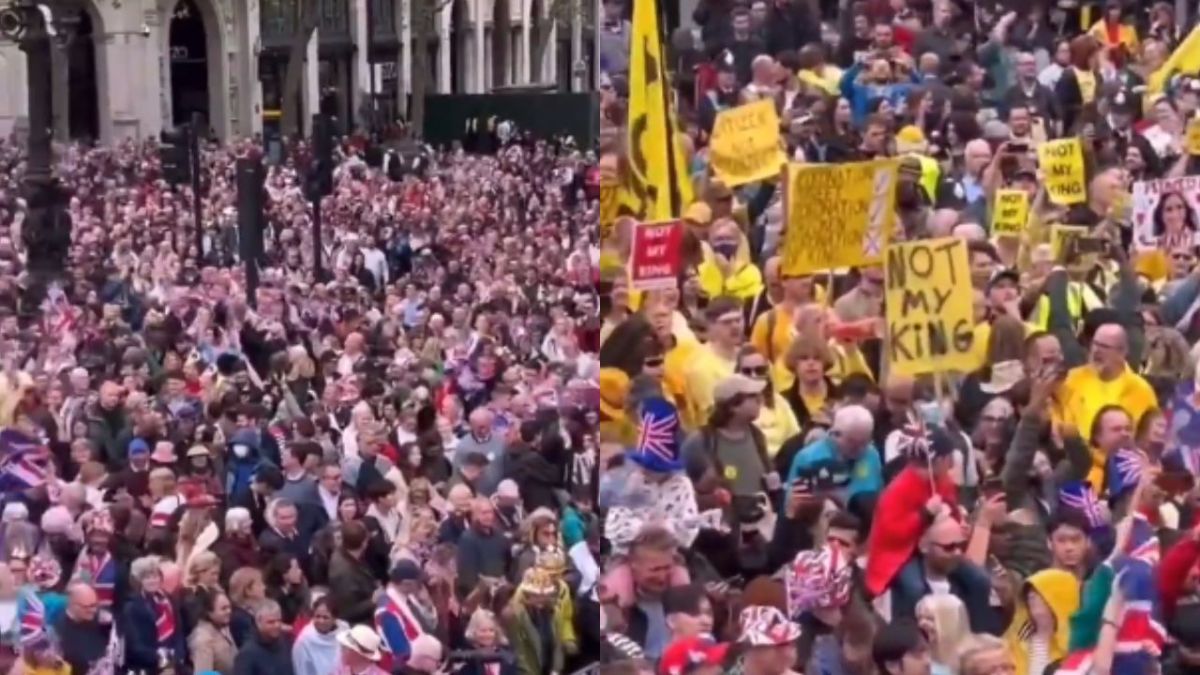Foto:Captura de pantalla|"¡Abajo la corona!", gritan los manifestantes antimonárquicos en Londres