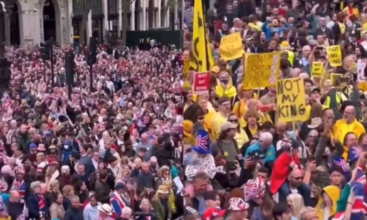Foto:Captura de pantalla|"¡Abajo la corona!", gritan los manifestantes antimonárquicos en Londres