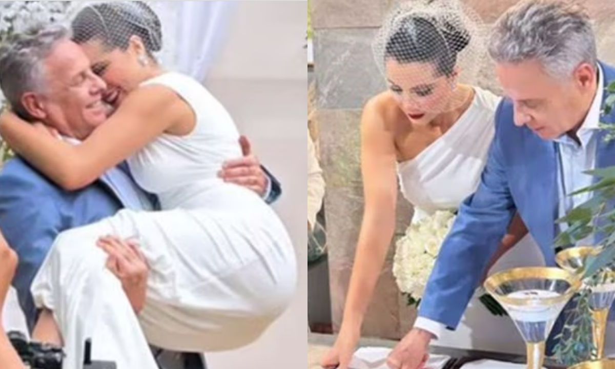 Foto:Captura de pantalla|Alexis Ayala se casa con Cinthia Aparicio; es 28 años menor que él