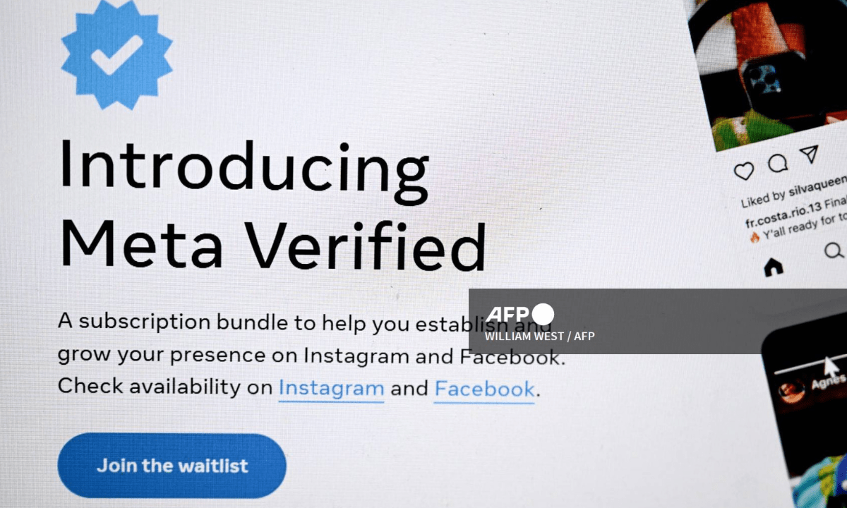 Foto: AFP | Meta Verified es el servicio de verificación de pago de Facebook.