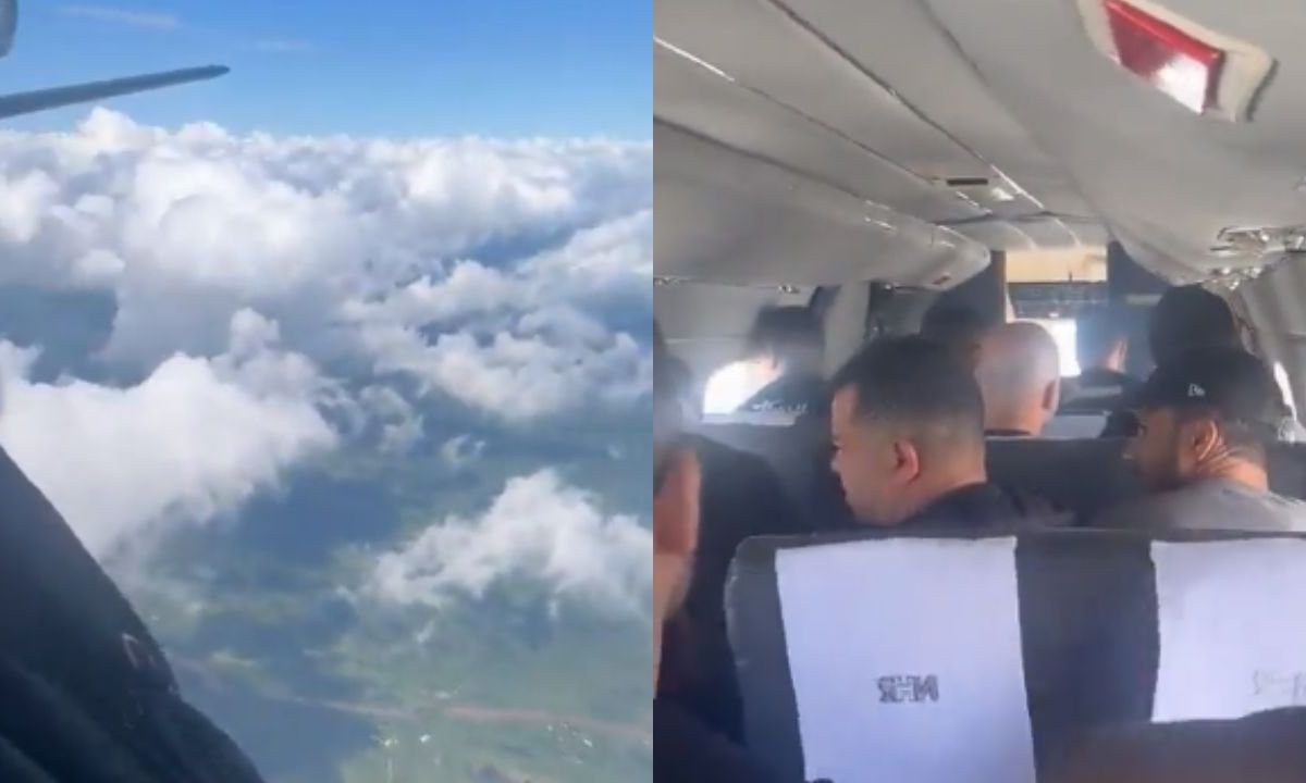 Foto:Captura de pantalla|VIDEO: Pasajeros viven momentos de pánico tras abrirse puerta de avión