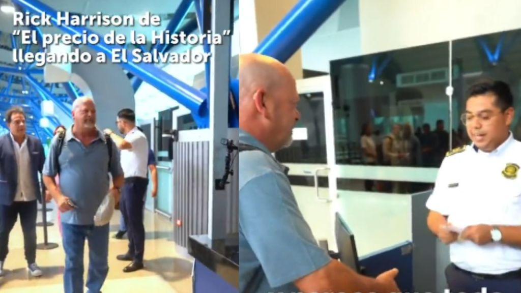 El presidente de El Salvador,Nayib Armando Bukele Ortez, le juega una broma Rick Harrison tras su llegada a tierras salvadoreñas