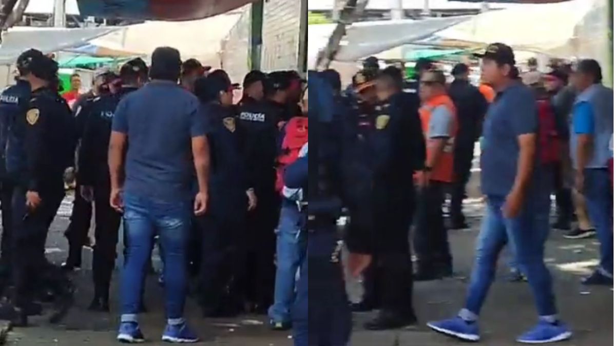 Vendedores ambulantes y policías se enfrentan en un riña en las inmediaciones de la estación del Metro, San Antonio Abad.