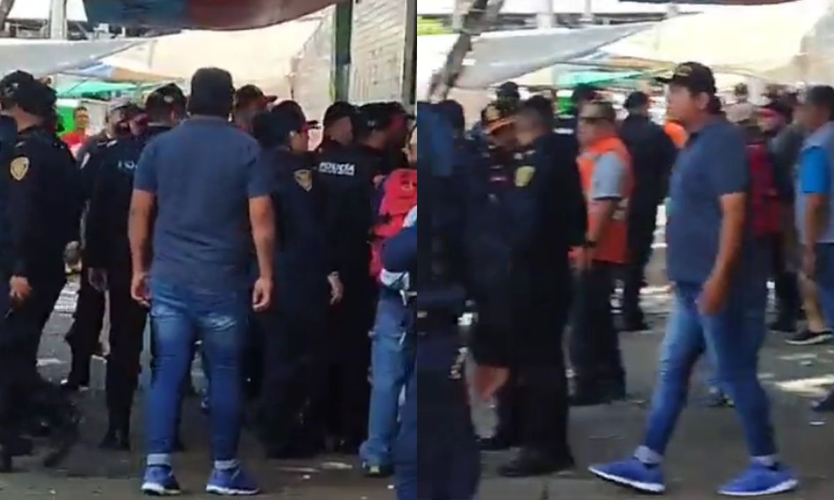 Vendedores ambulantes y policías se enfrentan en un riña en las inmediaciones de la estación del Metro, San Antonio Abad.