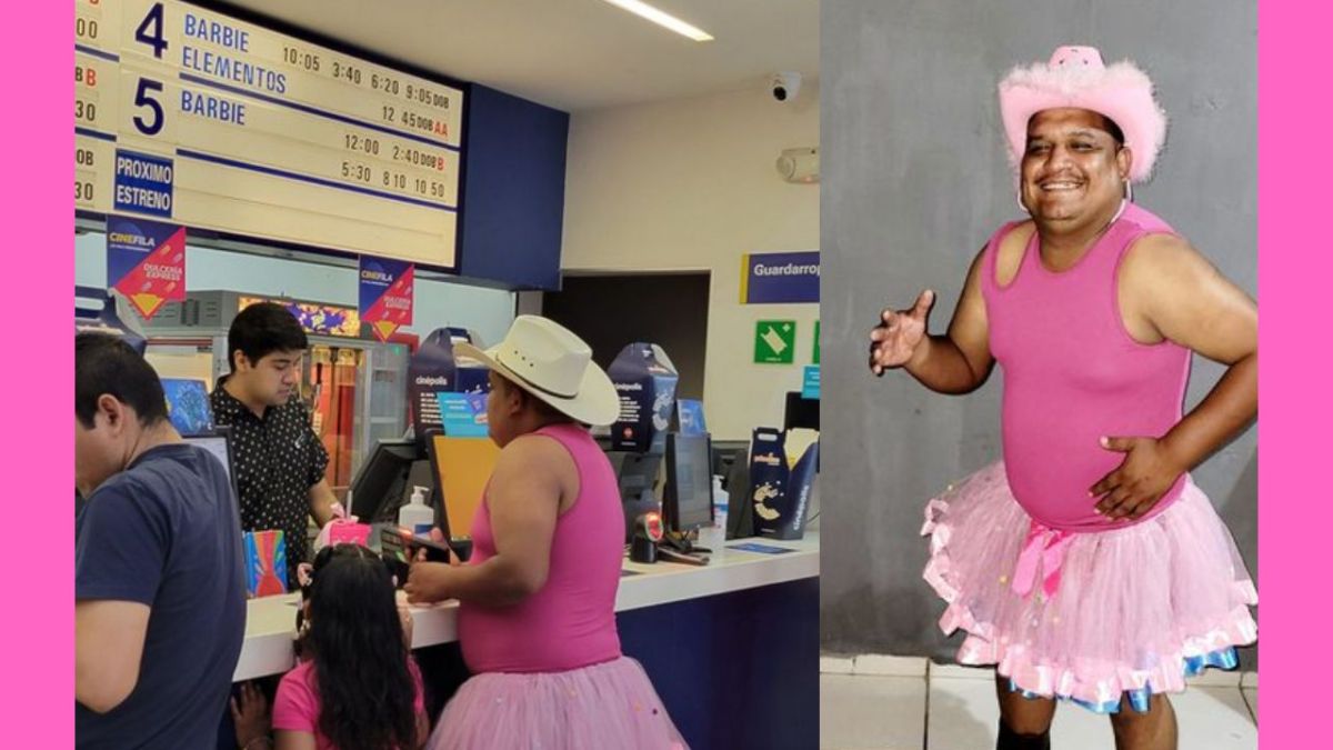 Papá asiste al estreno de Barbie vestido de rosa tras petición de su hija