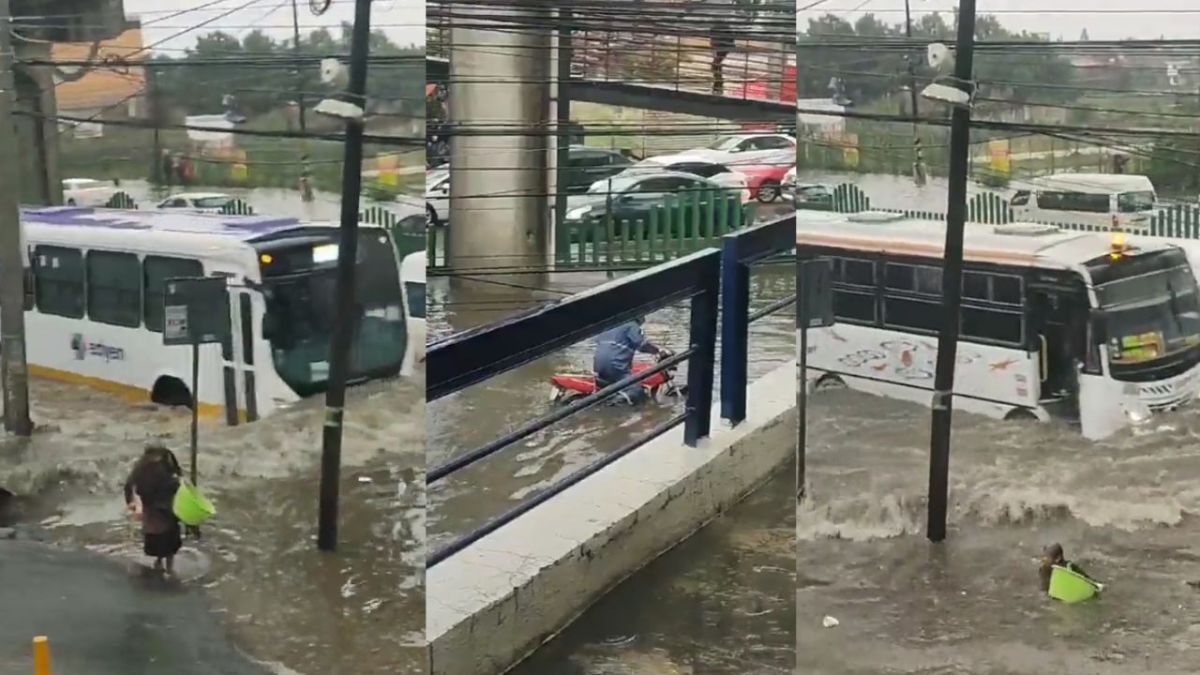 Fuertes lluvias azotaron el municipio mexiquense de Coacalco; una abuelita casi es arrastrada por la corriente debido a inundaciones que se registraron.