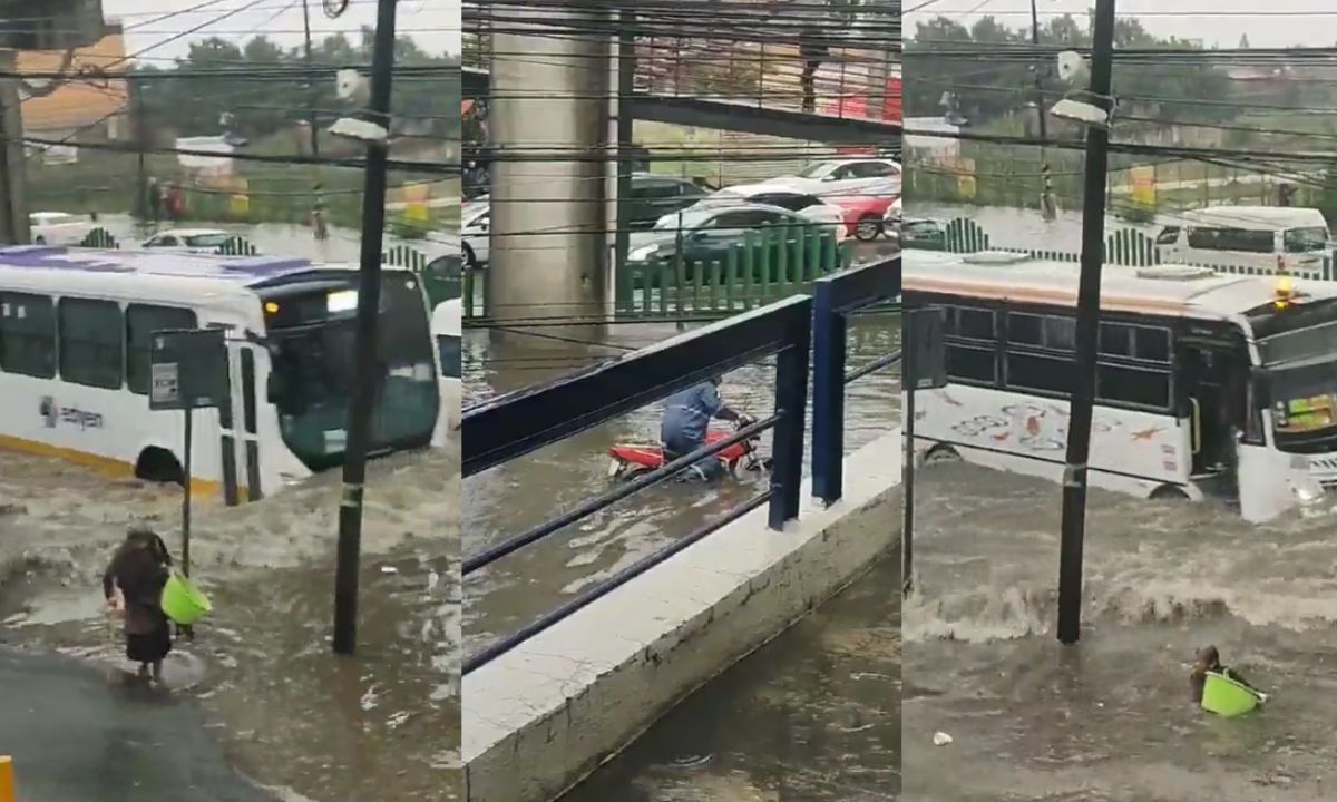 Fuertes lluvias azotaron el municipio mexiquense de Coacalco; una abuelita casi es arrastrada por la corriente debido a inundaciones que se registraron.