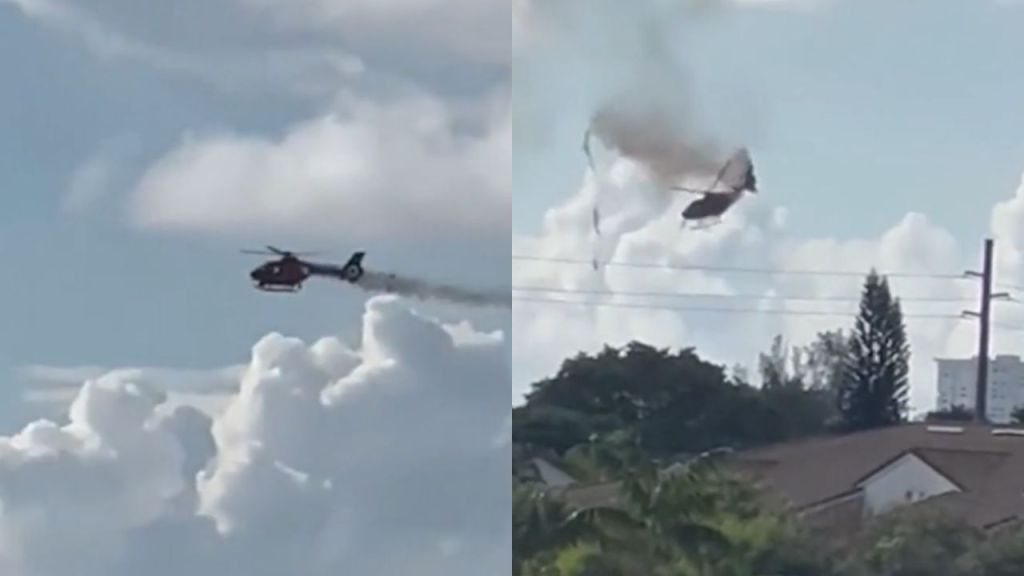 Helicóptero de bomberos cae en casas en Florida; hay dos muertos.
