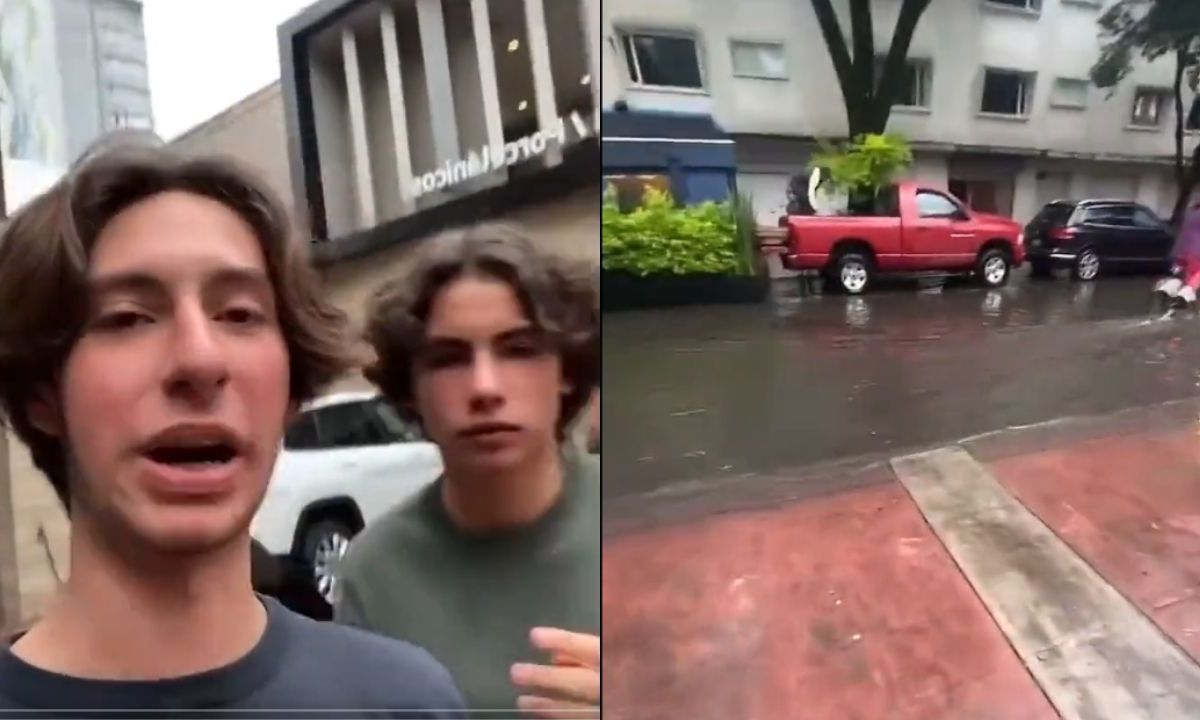 Jóvenes se viralizan por culpar al "Presidente de Polanco" por las inundaciones de una calle.