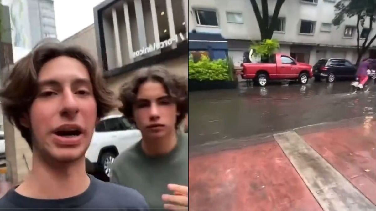 Jóvenes se viralizan por culpar al "Presidente de Polanco" por las inundaciones de una calle.