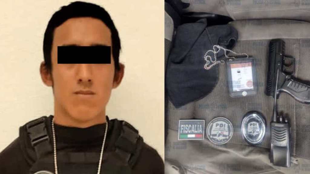 La policía estatal del Estado de México  detuvo a un sujeto que se hacía pasar por elemento de la Fiscalía estatal en el municipio de Zinacantepec.