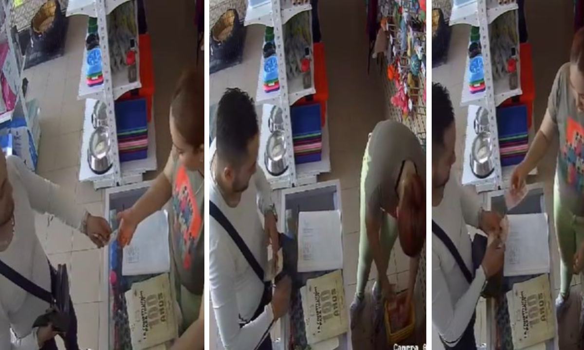 Una cámara de seguridad captó el momento en el que un sujeto estafó a una empleada de una tienda de mascotas en Tizayuca, Hidalgo.