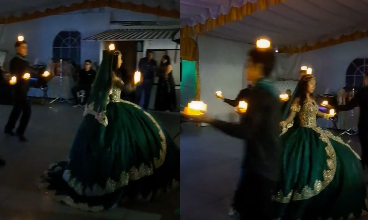 Una joven durante su vals de quince años ejecutó el baile folklórico "La Bruja" de Veracruz