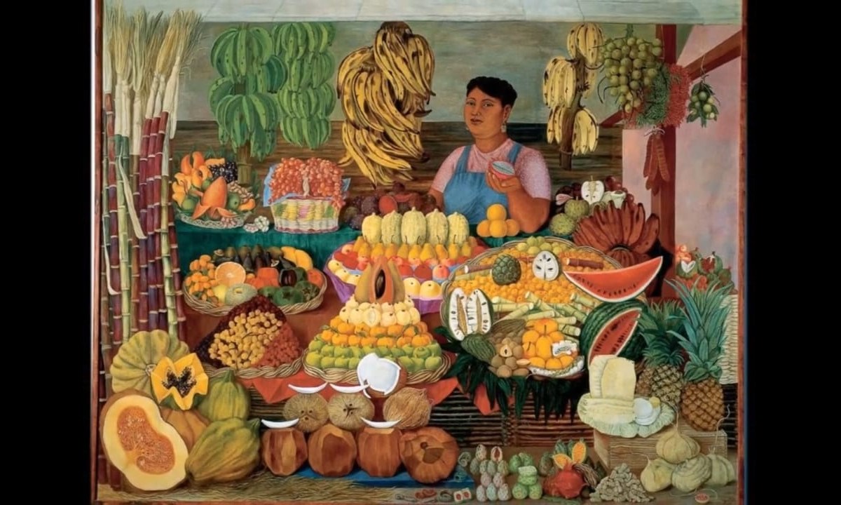 Pintura "La vendedora de frutas" de Olga Costa