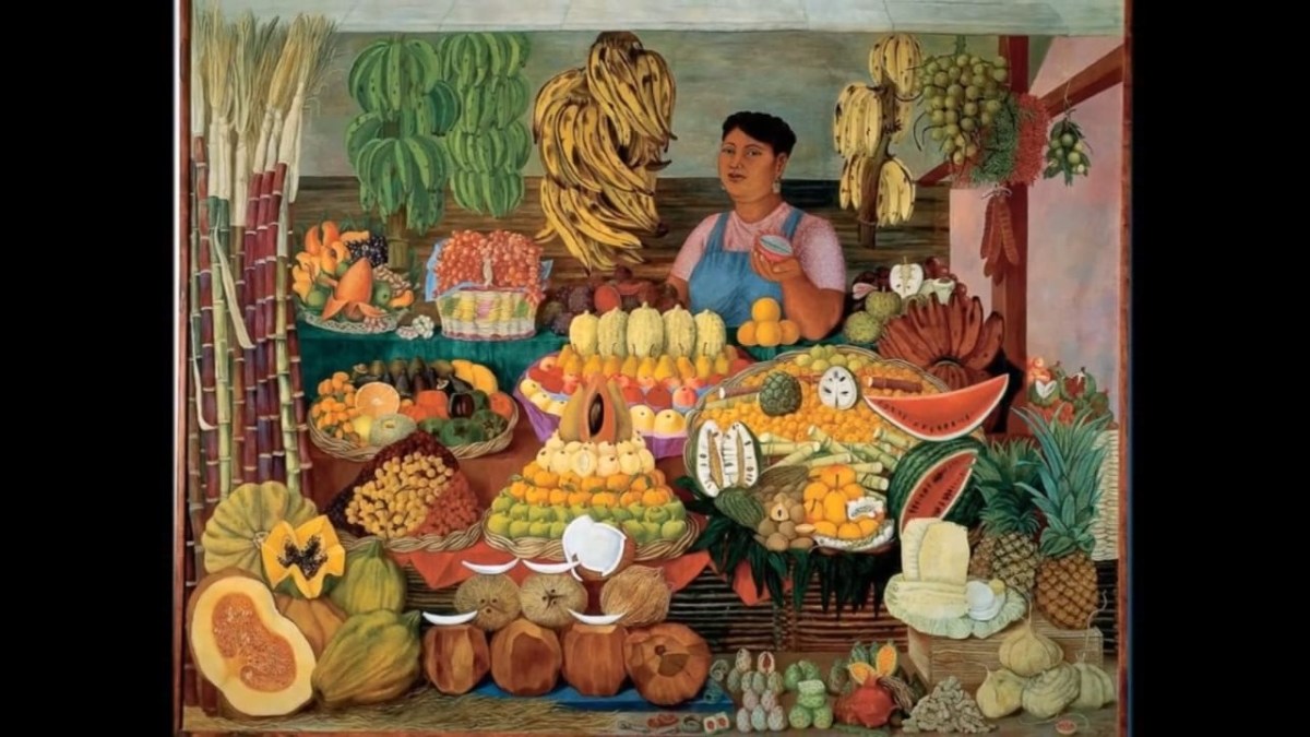 Pintura "La vendedora de frutas" de Olga Costa