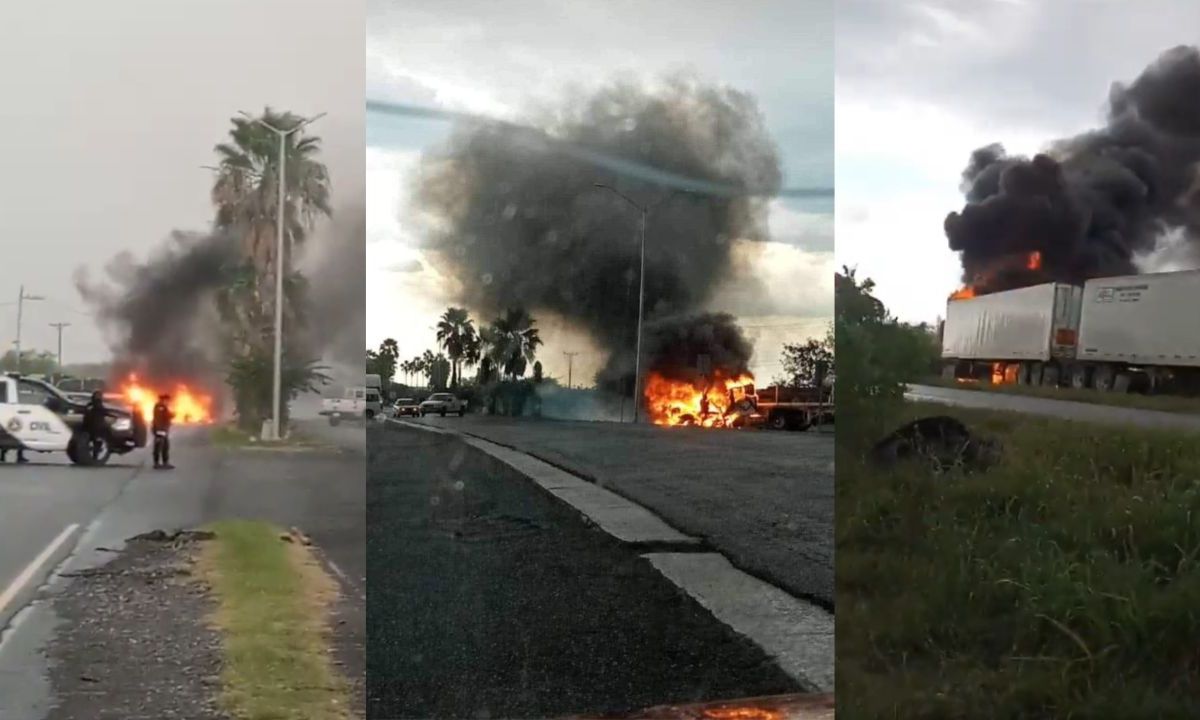 Se registran bloqueos y quema de vehículos en Carretera Nacional de NL