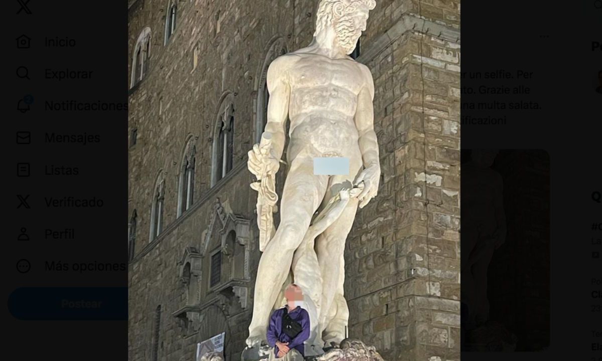 Un turista alemán dañó la estatua de Neptuno de Florencia y todo por ¡selfie!
