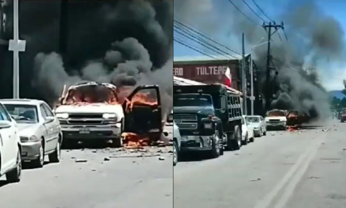 Camioneta con pirotecnia explota y se incendia en Tultepec