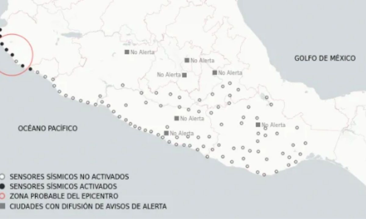 Foto:Twitter/@SASMEX|¿Lo sentiste? Se registra sismo de 5.8 en Cihuatlan, Jalisco