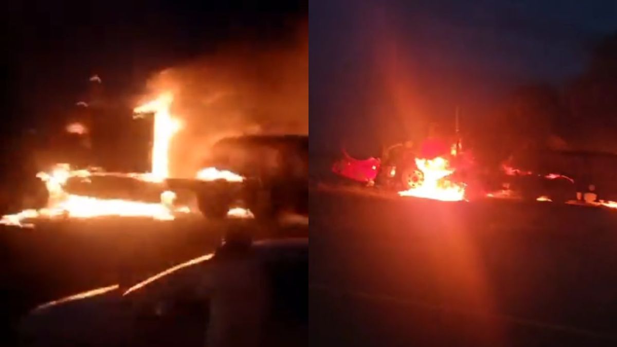 Tráiler y camioneta de valores chocan en la México-Pachuca; se incendian.