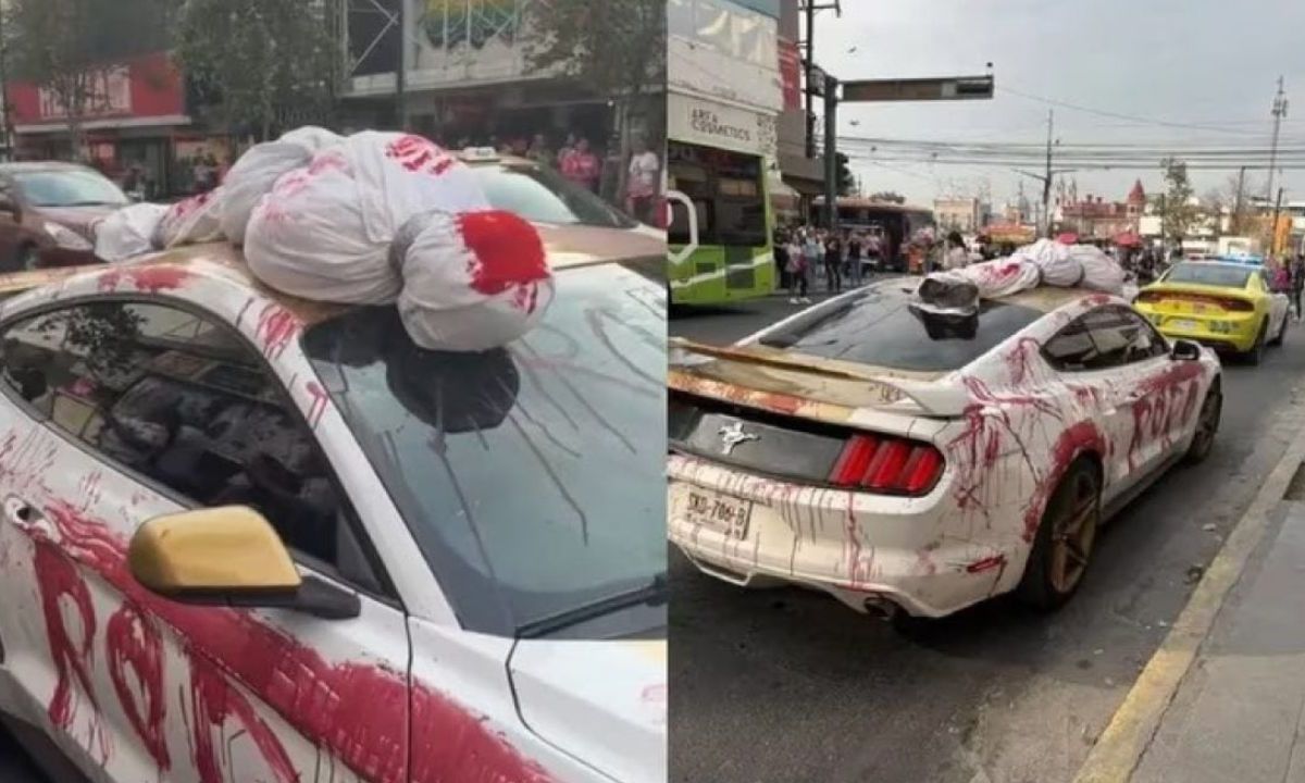 ¿Apología del delito? Joven ‘disfraza’ su auto y causa pánico en Monterrey