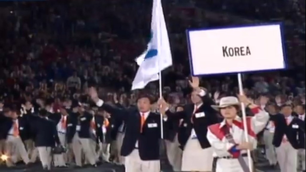 Corea del Norte y del Sur desfilando en Sydney 2000