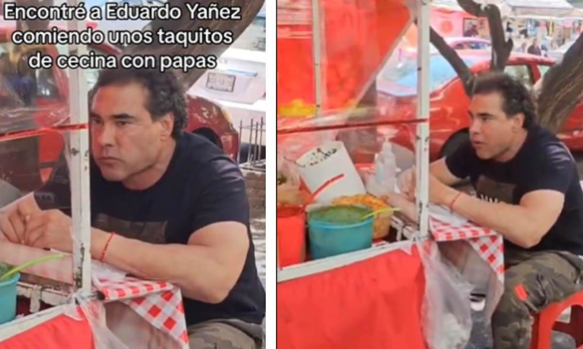 Eduardo Yáñez fue captado mientras comía unos taquitos en un puesto "callejero" y el clip se viralizó rápidamente en las redes sociales