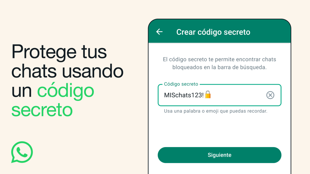 WhatsApp presenta "el código secreto, una forma adicional de proteger estos chats y hacer que sean más difíciles de encontrar".