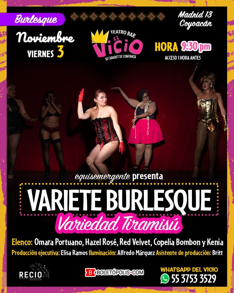 "Varieté Burlesque" se presentará en el teatro bar El Vicio.