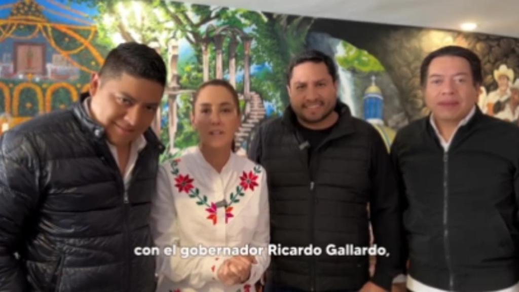 En su visita a San Luis Potosí, Claudia Sheinbaum fue recibida por el gobernador del Estado y el cantante Julión Álvarez