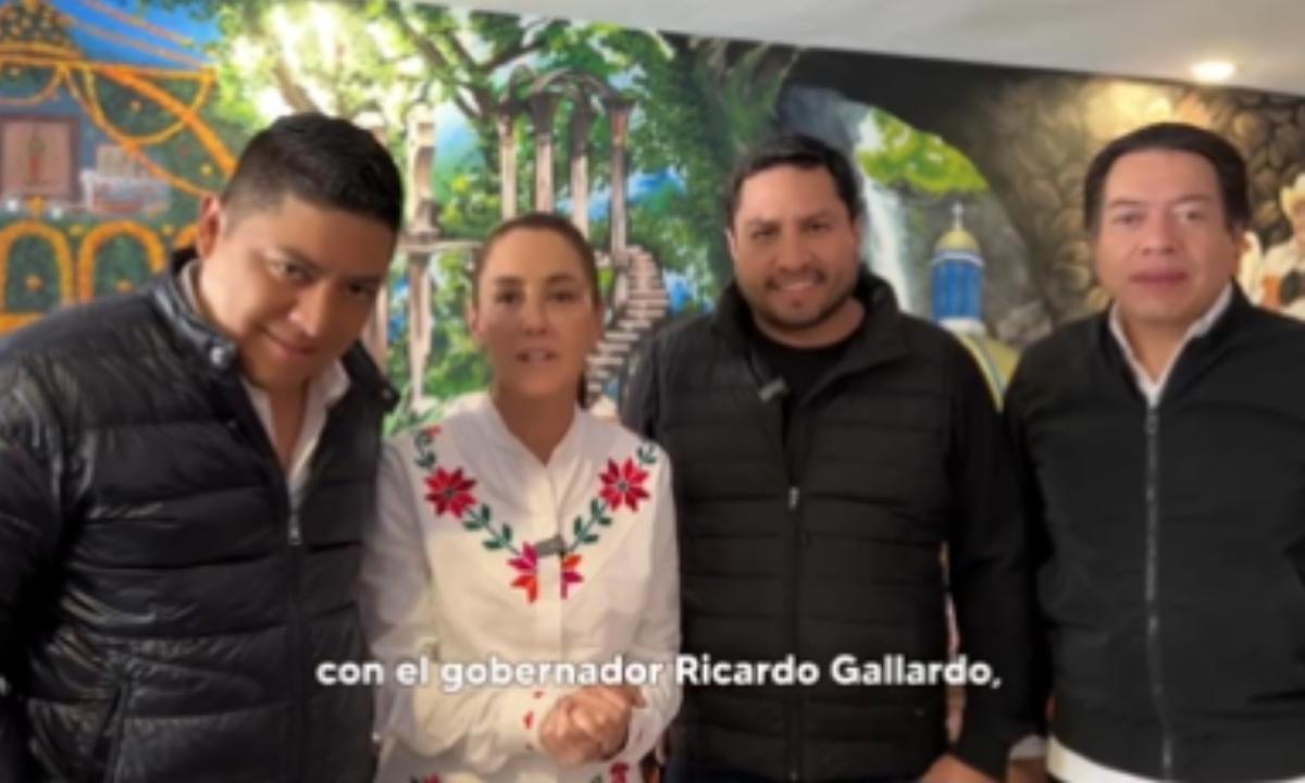 En su visita a San Luis Potosí, Claudia Sheinbaum fue recibida por el gobernador del Estado y el cantante Julión Álvarez