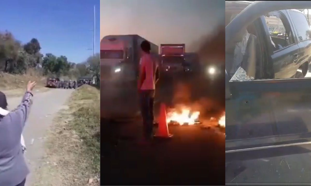 Protestantes y policías de Huejotzingo, se enfrentaron y provocó bloqueo en la México-Puebla; hay siete detenidos y seis agentes heridos
