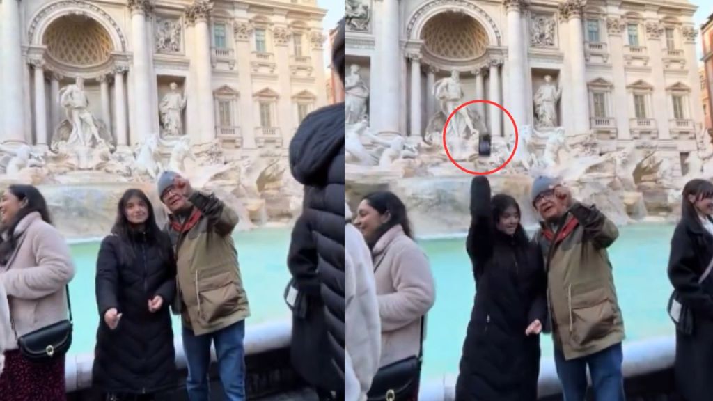 Turista mexicana tira su celular a La Fontana Di Trevi al lanzar una moneda para pedir un deseo