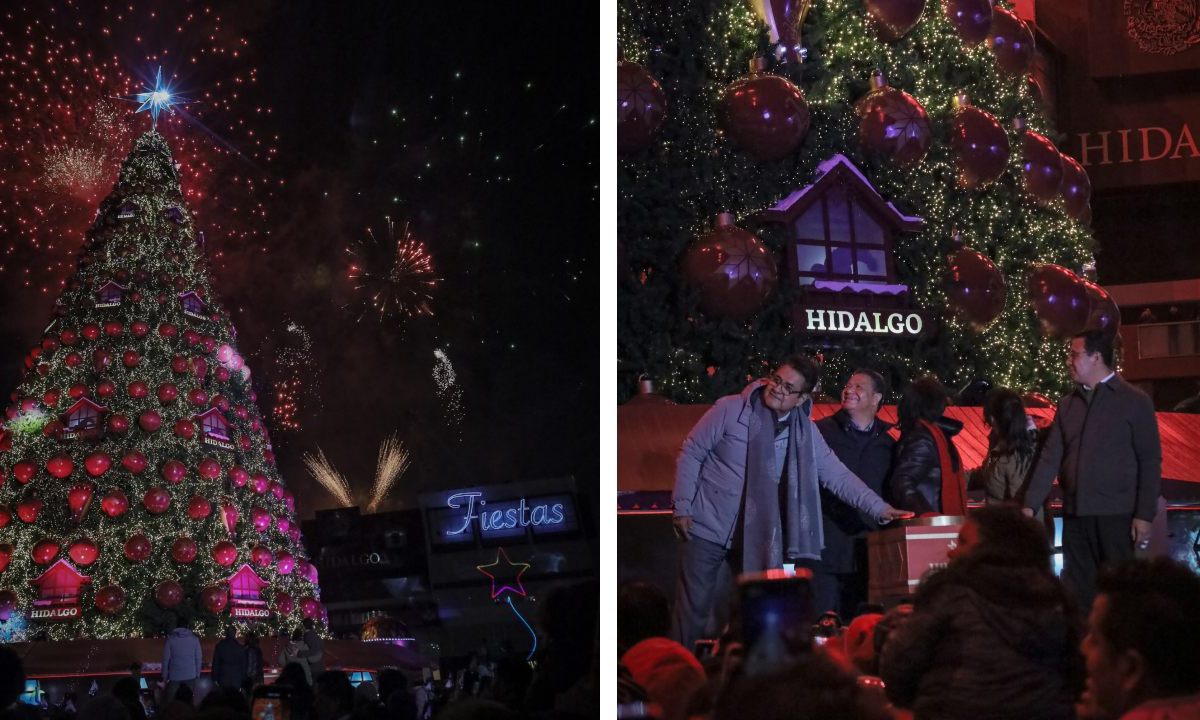 Con el encendido del árbol navideño, Julio Menchaca encabezó el inicio de las actividades de esta temporada en Hidalgo