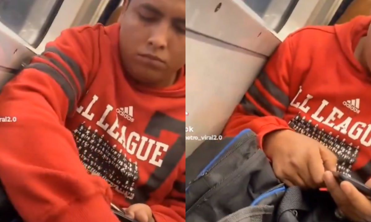 Foto:Captura de pantalla|¡Algo tranqui! Captan a joven consumiendo sustancias ilícitas en el Metro