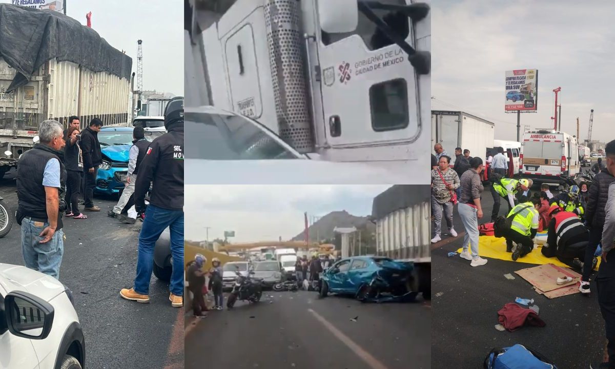 Sobre la autopista México-Puebla se registró una carambola dejando al menos 12 heridos y 11 vehículos afectados.