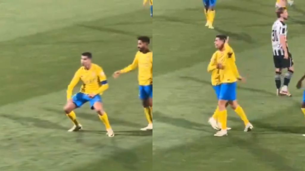 Foto:Captura de pantalla|VIDEO: Cristiano Ronaldo es suspendido por hacer gesto obsceno